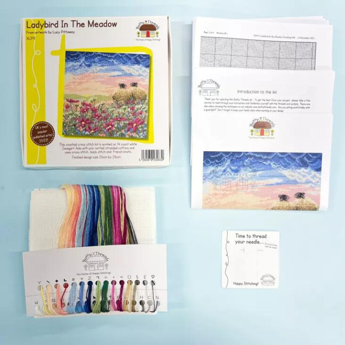 XLP11 Bothy Threads Набір для вишивки хрестиком - Сонечко на лузі Ladybird In The Meadow 26x26 см, Aida 14