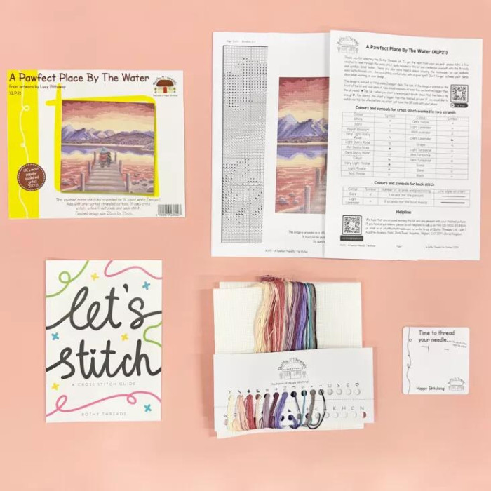 XLP21 Bothy Threads Набір для вишивки хрестиком - Ідеальне місце біля води A Pawfect Place By The Water 26x26 см, Aida 14