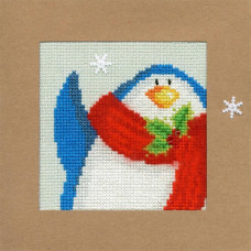 XMAS13 Bothy Threads Набір для вишивки хрестиком - Сніжний пінгвін Snowy Penguin Card 10x10 см, Aida 14