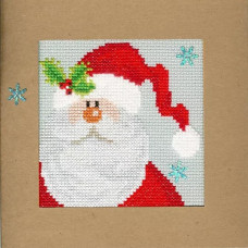 XMAS15 Bothy Threads Набір для вишивки хрестиком - Сніжний Санта Snowy Santa Card 10x10 см, Aida 14