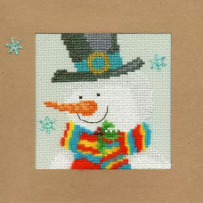 XMAS17 Bothy Threads Набір для вишивки хрестиком - Снігова людина Snowy Man Card 10x10 см, Aida 14