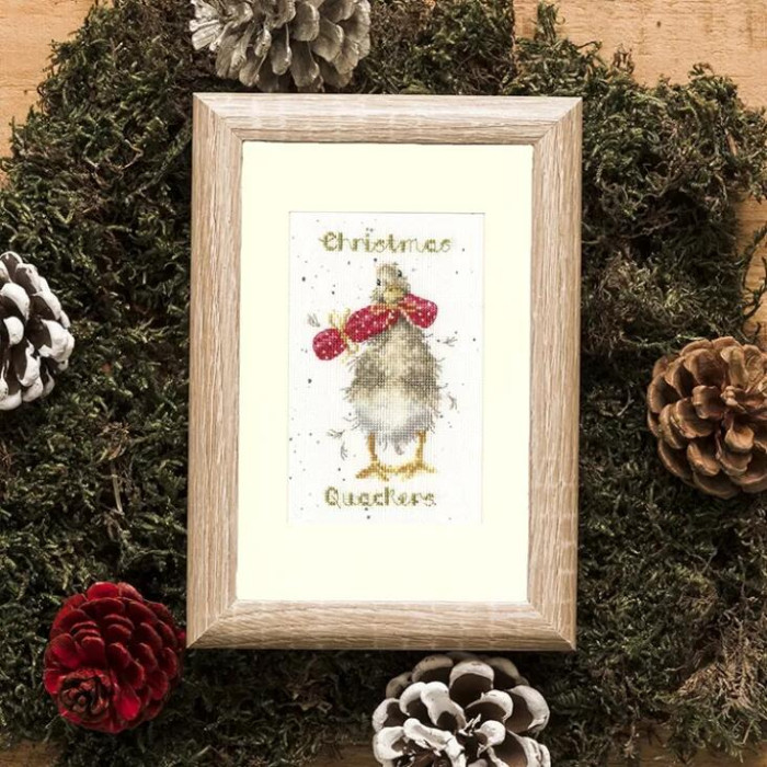 XMAS48E Bothy Threads Набір для вишивки хрестиком - Різдвяні кряки Christmas Quackers Card 16x10 см, Evenweave №32