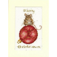 XMAS50E Bothy Threads Набір для вишивки хрестиком - Веселого Різдва Merry Christmouse Card 16x10 см, Evenweave №32