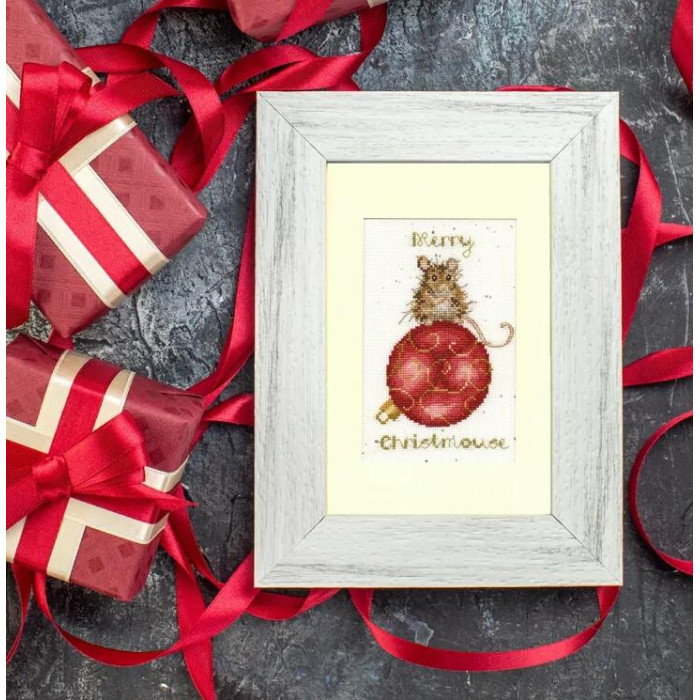XMAS50E Bothy Threads Набір для вишивки хрестиком - Веселого Різдва Merry Christmouse Card 16x10 см, Evenweave №32