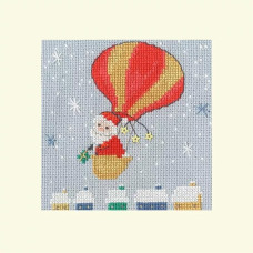 XMAS53 Bothy Threads Набір для вишивки хрестиком - Доставка повітряною кулею Delivery By Balloon Card 10x10 см, Aida 16