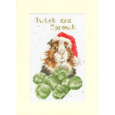 XMAS57E Bothy Threads Набір для вишивки хрестиком - Скручування та паросток Twist And Sprout Card 16x10 см, Evenweave №32