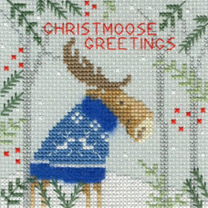 XMAS7 Різдвяна листівка. Різдвяний лось. Bothy Threads. Набір для вишивки хрестиком
