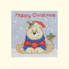 XMAS70 Bothy Threads Набір для вишивки хрестиком - Полярні друзі Polar Pals Card 10x10 см, Aida 16