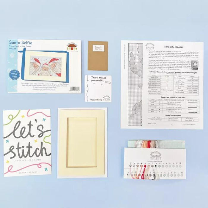 XMAS88 Bothy Threads Набір для вишивки хрестиком - Селфі Санти Santa Selfie Card 10x16 см, Aida 16