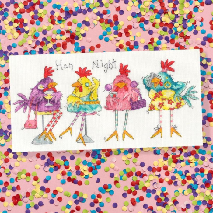 XMS41 Bothy Threads Набір для вишивки хрестиком - Дівич-вечір Hen Night 18x35 см, Aida 14