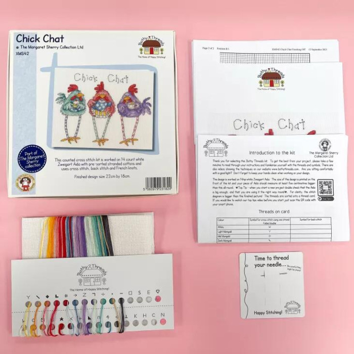 XMS42 Bothy Threads Набір для вишивки хрестиком - Теревені Chick Chat 18x22 см, Aida 14