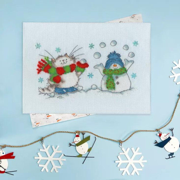 XMS43 Bothy Threads Набір для вишивки хрестиком - Без тебе не весело It's Snow Fun Without You 16x22 см, Aida 14