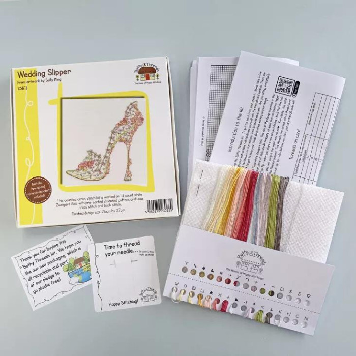 XSK11 Bothy Threads Набір для вишивки хрестиком - Весільний Wedding Slipper 26x27 см, Aida 14