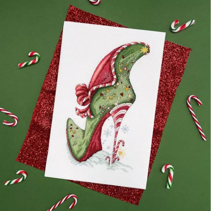XSK21 Bothy Threads Набір для вишивки хрестиком - Цукерки-тростини Candy Canes 18х30 см, Aida 16
