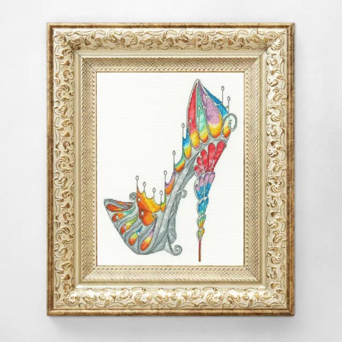 XSK7 Bothy Threads Набір для вишивки хрестиком - Вітражний черевичок Stained Glass Slipper 22x29 см, Aida 14