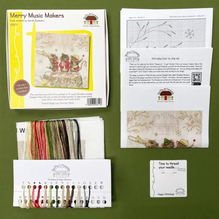 XSS24 Bothy Threads Набір для вишивки хрестиком - Веселі музиканти Merry Music Makers 26x26 см, Aida 14