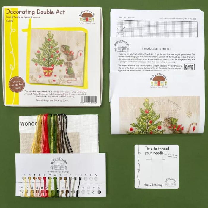 XSS25 Bothy Threads Набір для вишивки хрестиком - Декорування Decorating Double Act 26x26 см, Aida 14