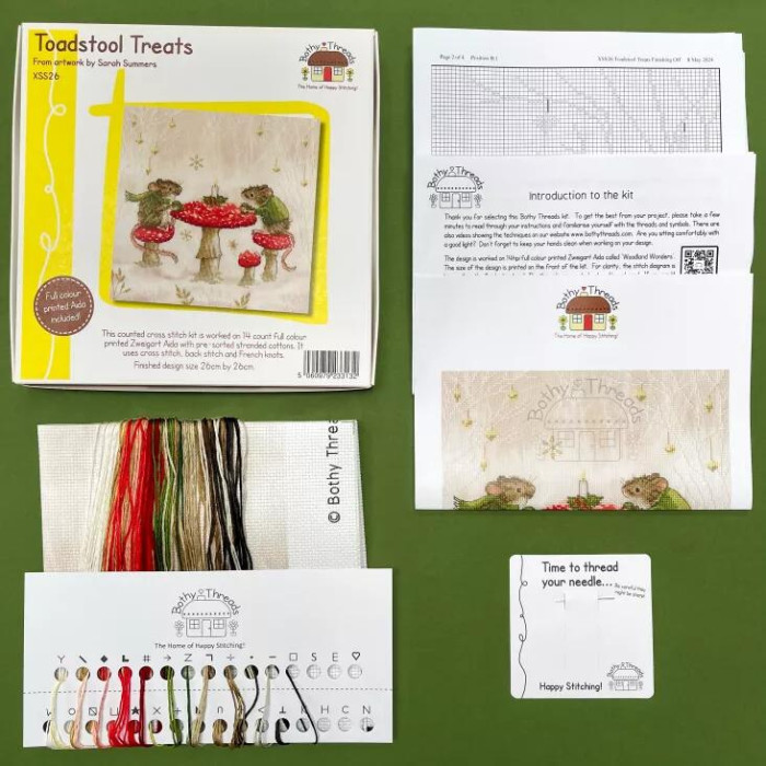 XSS26 Bothy Threads Набір для вишивки хрестиком - Ласощі Toadstool Treats 26х26 см, Aida 14