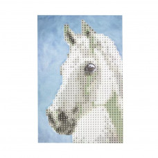 YAB14431 Білий кінь, 10х15 см. Strateg. Набір алмазної мозаїки без підрамника (круглі, повна). Стратег