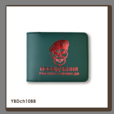 YBDch10BB Babylon Обкладинка для посвідчення УБД Череп ДШВ 11x8,5 см зелена, червоне тиснення, шкіра