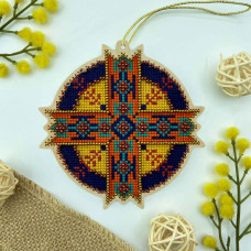 YUMI_014_WF Voloshka Набір для вишивки хрестом та бісером по дереву YuMI - Іграшка Сонце Добробуту 11x11 см
