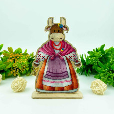 YUMI_020_WF Voloshka Набір для вишивки хрестом та бісером по дереву YuMI - Іграшка Корова Мілка 9,4x14,8 см