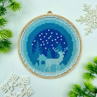 YUMI_025_WF Voloshka Набір для вишивки хрестом та бісером по дереву YuMI - Іграшка Олень 10,6x11,6 см