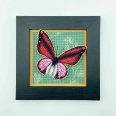 YuMI_053 Voloshka Набір для вишивки хрестом та бісером по пластику YuMI - Червоний Метелик 12,7x12,7 см, Aida 14 ct