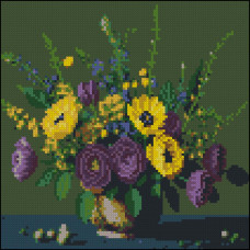 YZ3030-03 Strateg Алмазна мозаїка - Яскравий букет, 30x30 см (круглі, на підрамнику, Стратег)