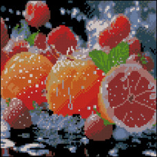 YZ3030-07 Strateg Алмазна мозаїка - Цитрусова свіжість, 30x30 см (круглі, на підрамнику, Стратег)