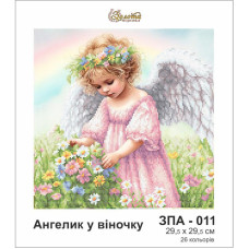 ЗА011ан3030 Золота підкова Заготовка для вишивки бісером - Ангелик у віночку 29,5х29,5 см (схема на атласі)