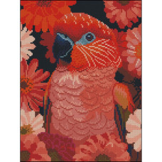 ZAV3040-64 Strateg Алмазна мозаїка - Червоний ара, 30x40 см (круглі, на підрамнику, Стратег)