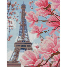 ZAV4050-54 Strateg Алмазна мозаїка - Весняний Париж, 40x50 см (круглі, на підрамнику, Стратег)