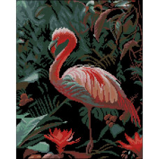 ZAV4050-55 Strateg Алмазна мозаїка - Королівський фламінго, 40x50 см (круглі, на підрамнику, Стратег)
