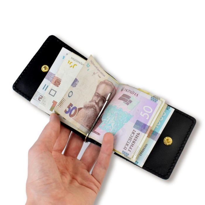 ZKB1 Babylon Затискач базовий для купюр та карток 12x8x1 см чорний, шкіра