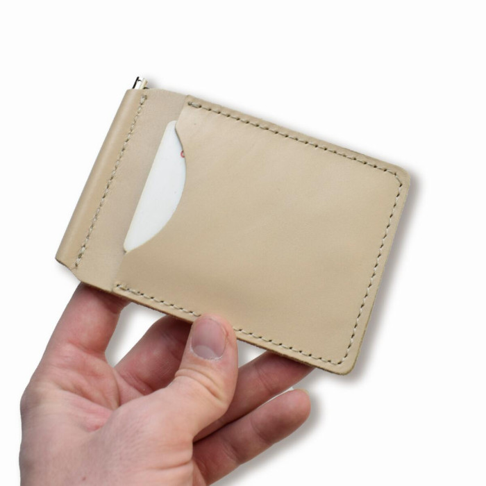 ZKB11 Babylon Затискач базовий для купюр та карток 12x8x1 см бежевий, шкіра