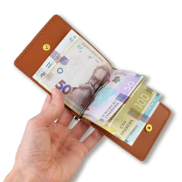 ZKB15 Babylon Затискач базовий для купюр та карток 12x8x1 см теракотовий, шкіра