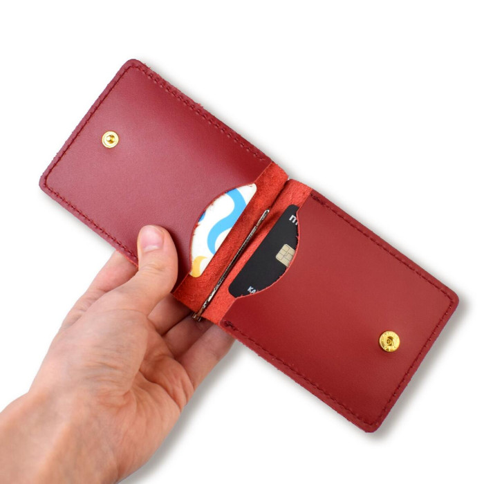 ZKB2 Babylon Затискач базовий для купюр та карток 12x8x1 см червоний, шкіра