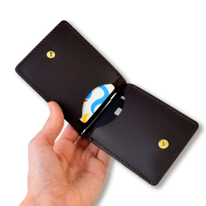 ZKB8 Babylon Затискач базовий для купюр та карток 12x8x1 см темно-коричневий, шкіра