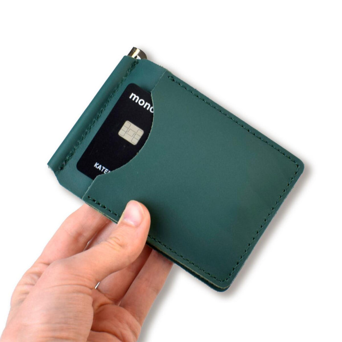 ZKG10D Babylon Затискач для купюр та карток з гербом 12x8x1 см зелений, шкіра