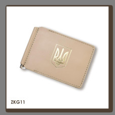 ZKG11 Babylon Затискач для купюр та карток з гербом 12x8x1 см бежевий, шкіра