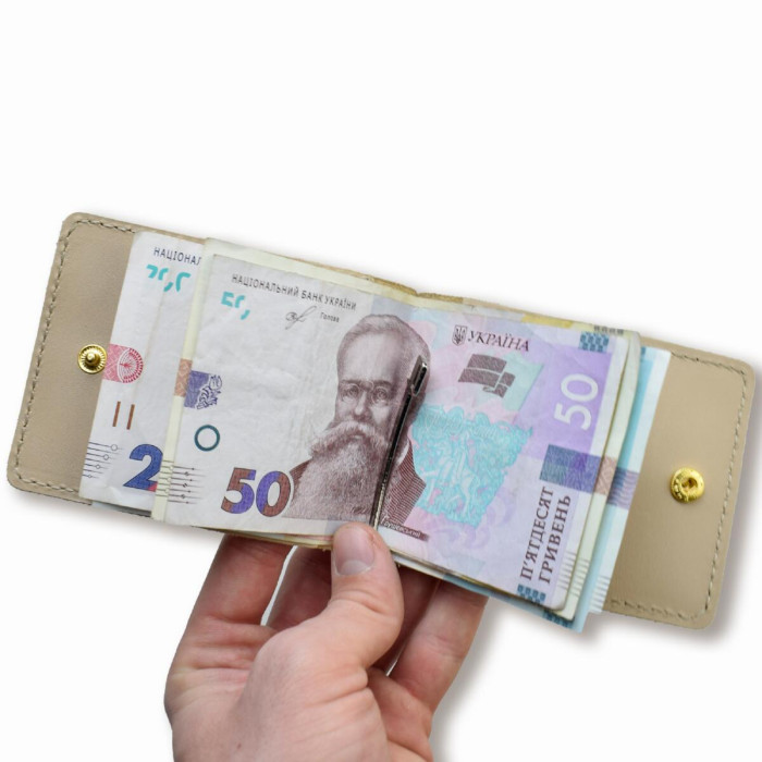 ZKG11 Babylon Затискач для купюр та карток з гербом 12x8x1 см бежевий, шкіра