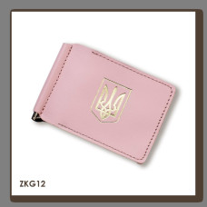 ZKG12 Babylon Затискач для купюр та карток з гербом 12x8x1 см рожевий, шкіра