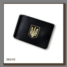 ZKG1D Babylon Затискач для купюр та карток з гербом 12x8x1 см чорний, шкіра