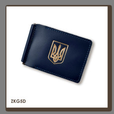 ZKG5D Babylon Затискач для купюр та карток з гербом 12x8x1 см синій, шкіра