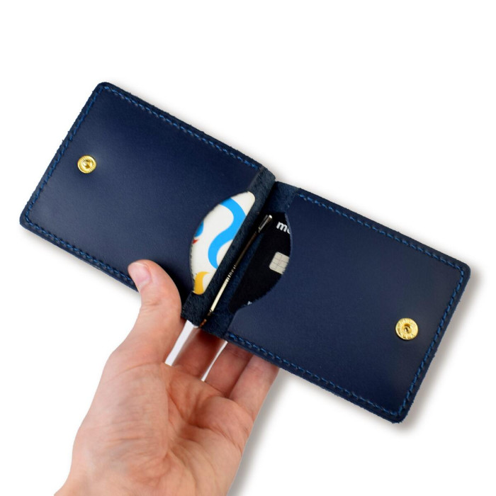 ZKG5D Babylon Затискач для купюр та карток з гербом 12x8x1 см синій, шкіра