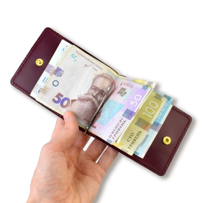 ZKG6D Babylon Затискач для купюр та карток з гербом 12x8x1 см бордовий, шкіра