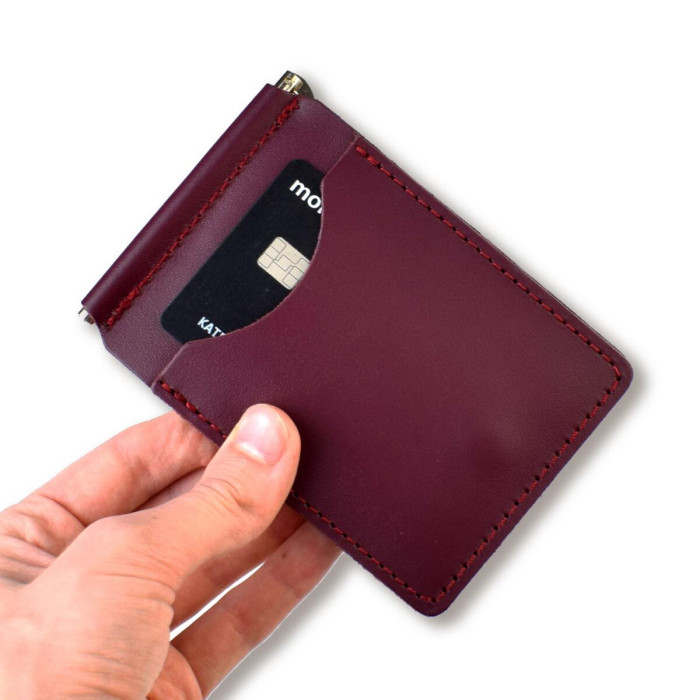 ZKG6D Babylon Затискач для купюр та карток з гербом 12x8x1 см бордовий, шкіра