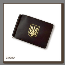 ZKG8D Babylon Затискач для купюр та карток з гербом 12x8x1 см темно-коричневий, шкіра