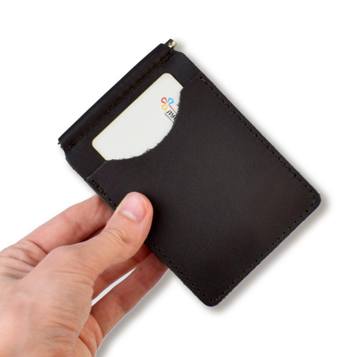 ZKG8D Babylon Затискач для купюр та карток з гербом 12x8x1 см темно-коричневий, шкіра